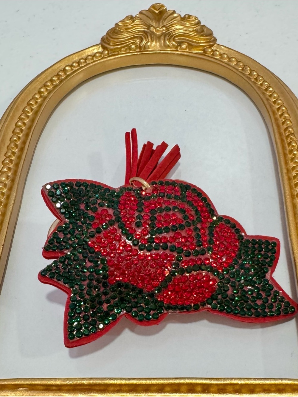 New Crystal Red Rose Tassel Keychain Charm